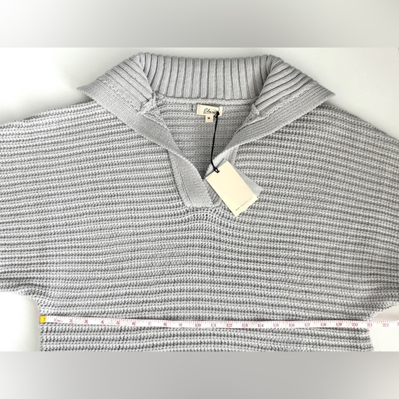 Elan Light Gray Chunky Knit V-Neck Collar Sweater Size M- Oversized & Cozy NWT - Picture 5 of 8